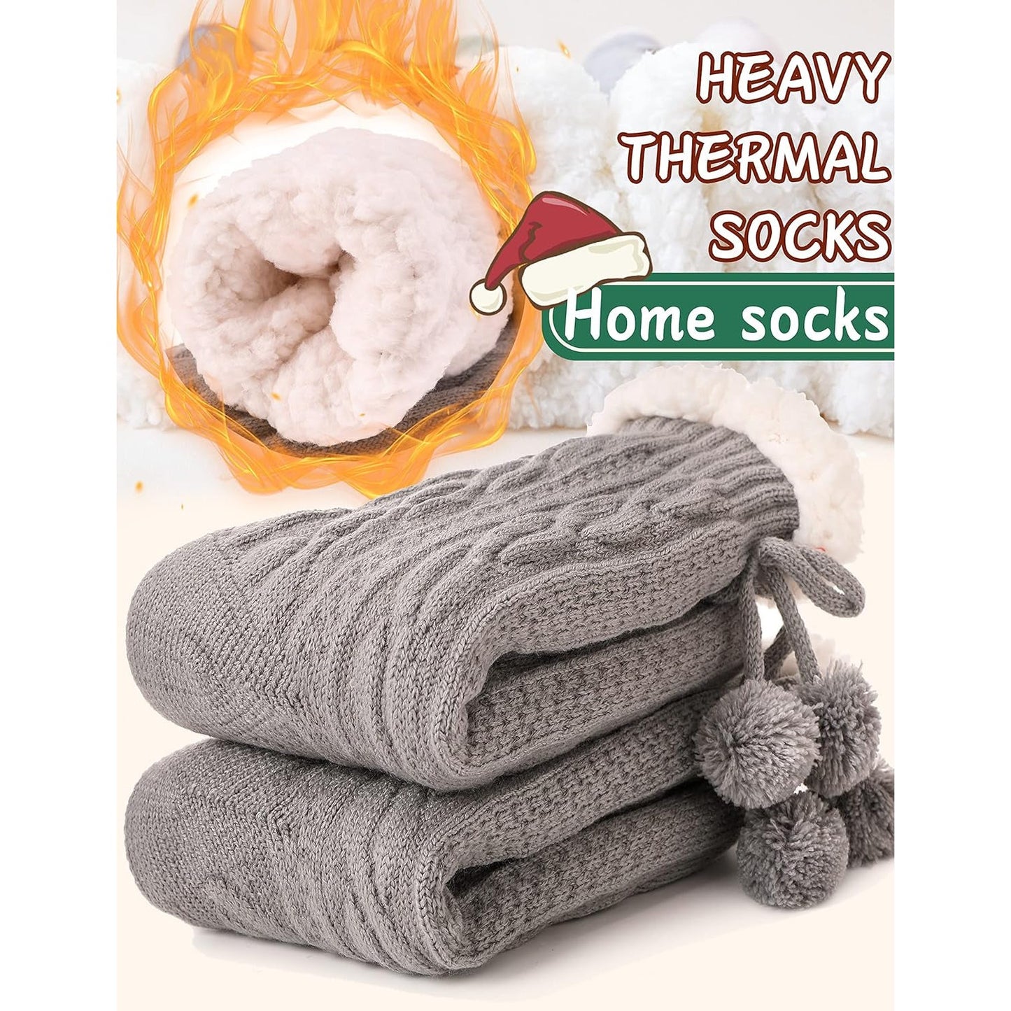 Slipper Fuzzy Socks for Women Fluffy Cozy Cabin Winter Warm Soft Fleece Comfy Thick Socks with Grips